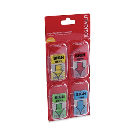 Universal Deluxe Message Arrow Flags, "Sign Here", Asstd Colors, 1"x1.75", PK120 UNV99010